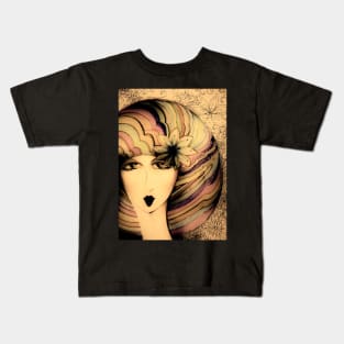 70s  ART POSTER GIRL WITH DECO STRIPE PAGEBOY Kids T-Shirt